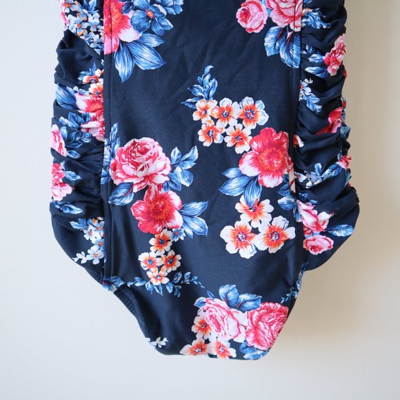 Seafolly Vintage-Style One Piece Floral & Navy Blue Swimsuit Size 4 - Picture 9 of 16